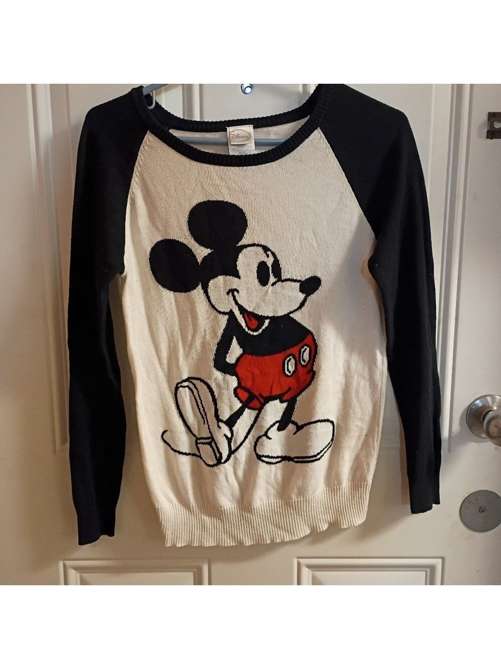 2/$10 Disney Knit Mickey Mouse Black and White Sweater Small